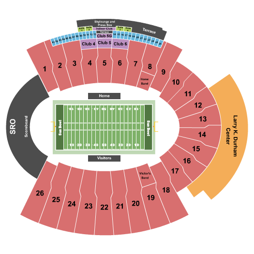 Sun Bowl Stadium Sun Bowl Seating Chart